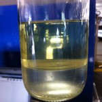 Contaminated gasoline that has separated.