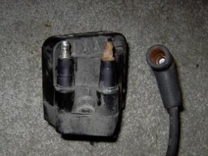 GM ignition coil with one corroded tower.